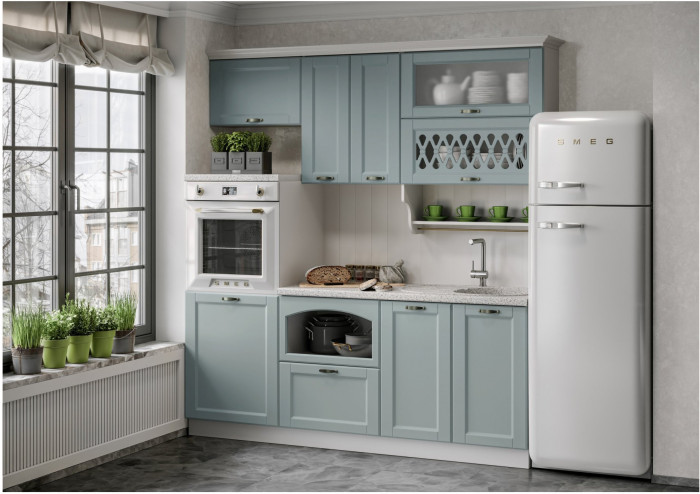 Кухня МДФ 2000 Милано Компоновка №3 (Шарли пинк)