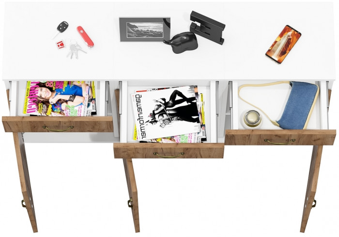 Лидер-8 Тумба МД 3.15 3 шт., белый шагрень/крафт золото