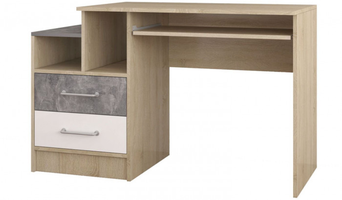 Спальня Колибри Лофт стол дуб сонома/ателье светлое+акрил белый