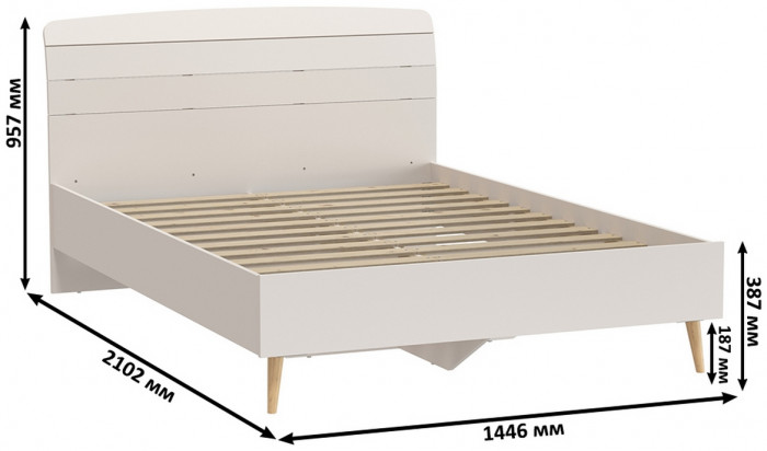 Афина Спальня 02-1400, цвет кашемир серый, сп.м. 1400х2000 мм., б/м, основание есть - фанера