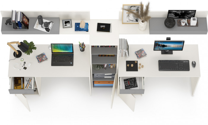 Торонто Компоновка № 16, белый шагрень/стальной серый