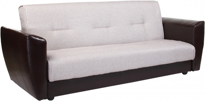 Диван-кровать Амстердам, 140х190, книжка, рогожка/экокожа, бежевый