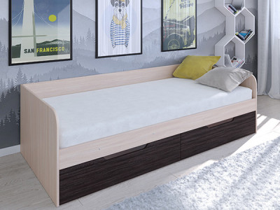 Кровать Астра одноярусная Дуб молочный/Венге