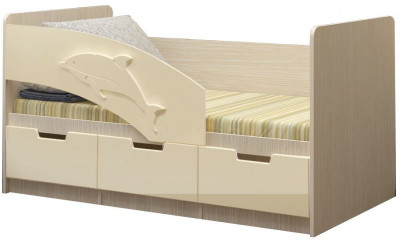 Детская кровать Дельфин-6 МДФ, 80х160, ваниль