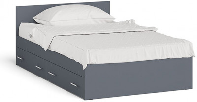 Мори Кровать с ящиками 1200, цвет графит, ШхГхВ 123,5х203,5х70 см., сп.м. 1200х2000 мм., без матраса, основание есть