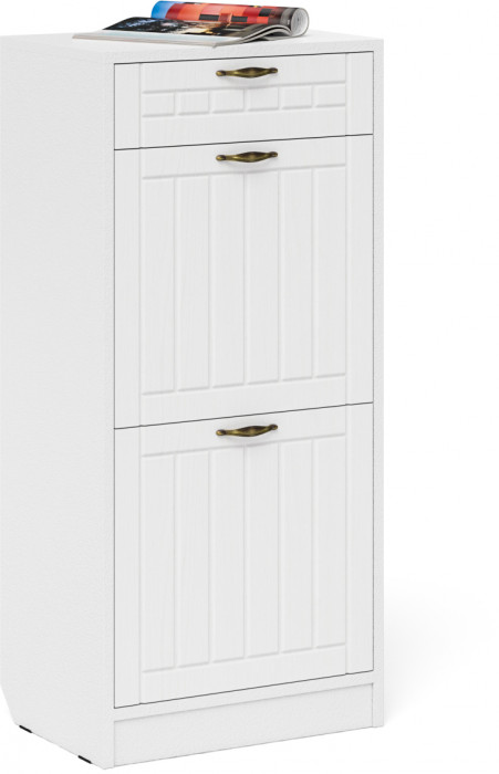 Прихожая П-6 Компоновка № 06, цвет белая шагрень/фасады МДФ белое дерево фрезеровка прованс, ШхГхВ 170х35х200 см., универсальная сборка