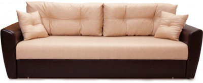 Диван-кровать Амстердам, 160х195, раскладной, еврокнижка, независимый пружинный блок, рогожка/экокожа, коричнево бежевый