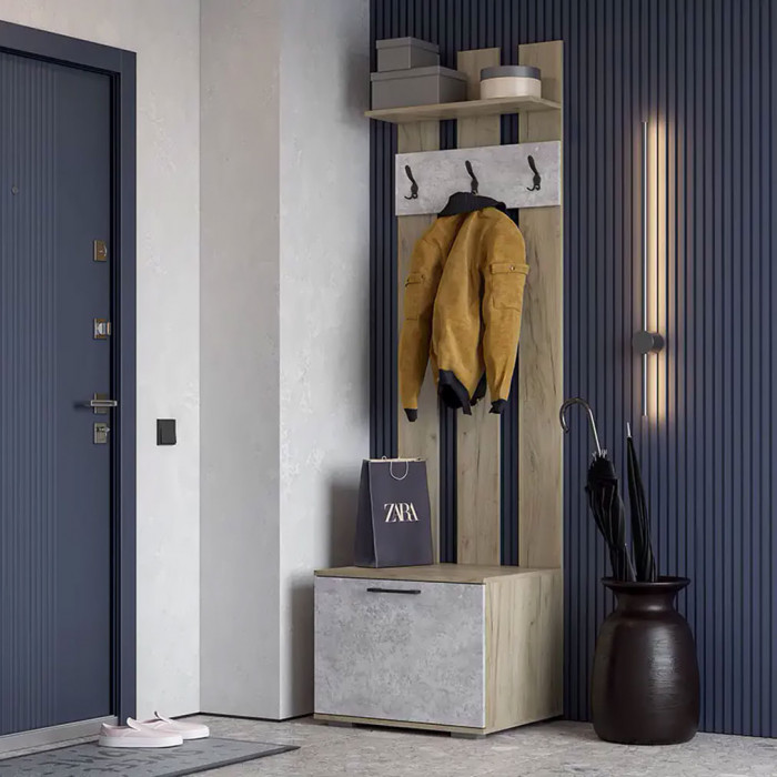 мс для прихожей Бостон ВШ-2 дуб крафт серый/бетонный камень