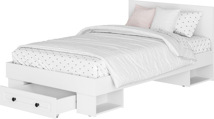 Кровать с реечным настилом и ящиками Софт КР-06 (1,2), Белый