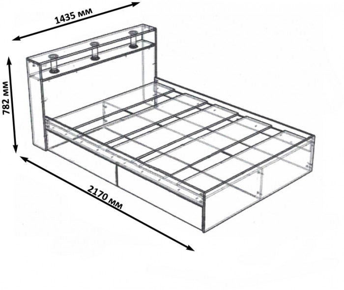 Камелия Кровать 1400, дуб сонома