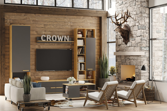 Шкаф МЦН Crown 11, Графит, Дуб золотистый