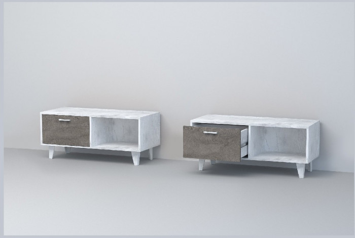 Эго Тумба Т-4 НГ (Глянец Белый/Бетон Светлый)