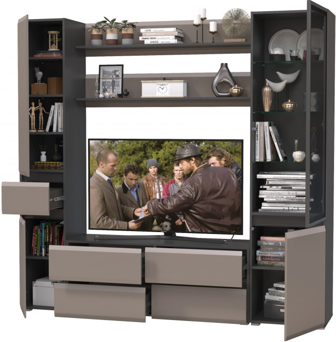 Сидней Комплектация № 072, корпус: антрацит/фасады: МДФ веллюто капучино