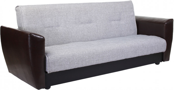 Диван-кровать Амстердам, 120х190, книжка, пружинный блок, рогожка/экокожа, серый