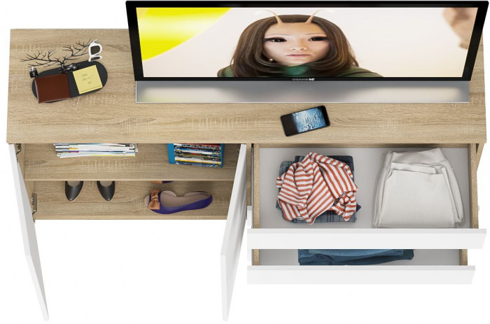 Мори Комод МК1600.1, дуб сонома/белый