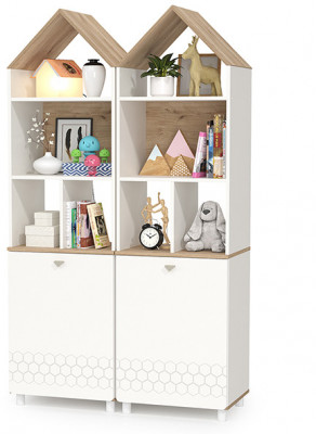 Эйп 13.14 Стеллаж + 13.14 Стеллаж, цвет белый/дуб белый, ШхГхВ 106х41,5х183,8 см., универсальная сборка