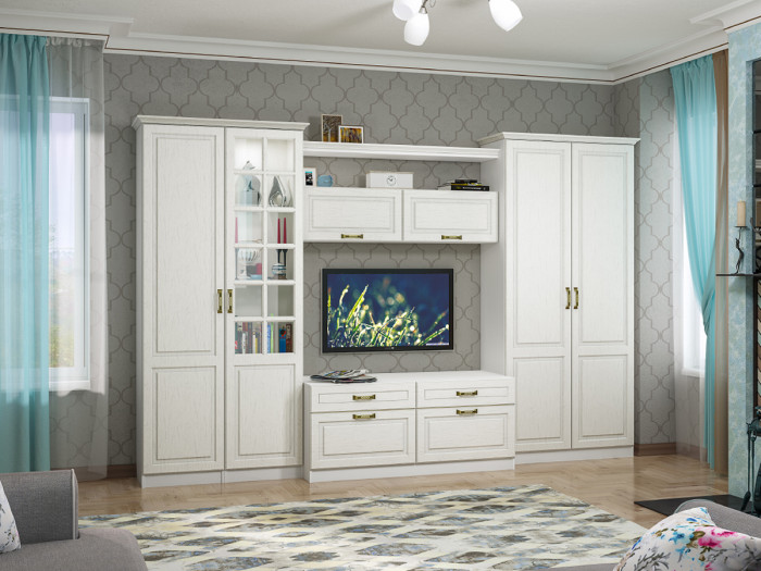 Ливерпуль Комплект карнизов 1000, цвет ясень ваниль, ШхГхВ 108,2х43,5х3,2 см.