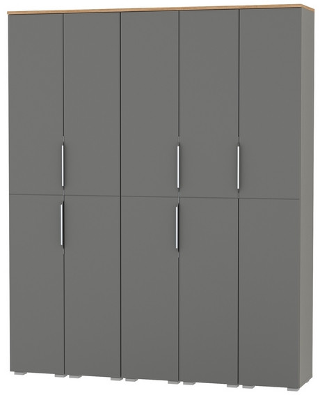 Октава Набор шкафов 46, цвет серый графит/дуб крафт золотой/фасады МДФ серый графит, ШхГхВ 161х35,3х197,6 см., универсальная сборка