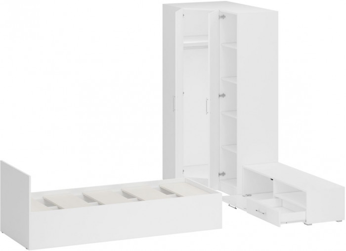 Спальня Стандарт 4-0800, белый/фасады ТВ тумбы МДФ белый глянец