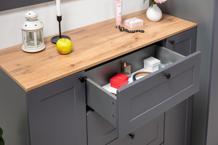 Остин Прихожая 53, цвет серый графит/дуб крафт золотой, ШхГхВ 280х54,3х229,6 см., универсальная сборка