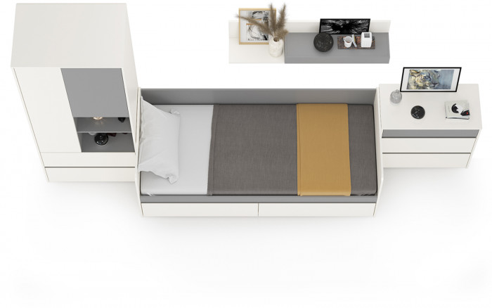 Торонто Компоновка № 19, белый шагрень/стальной серый