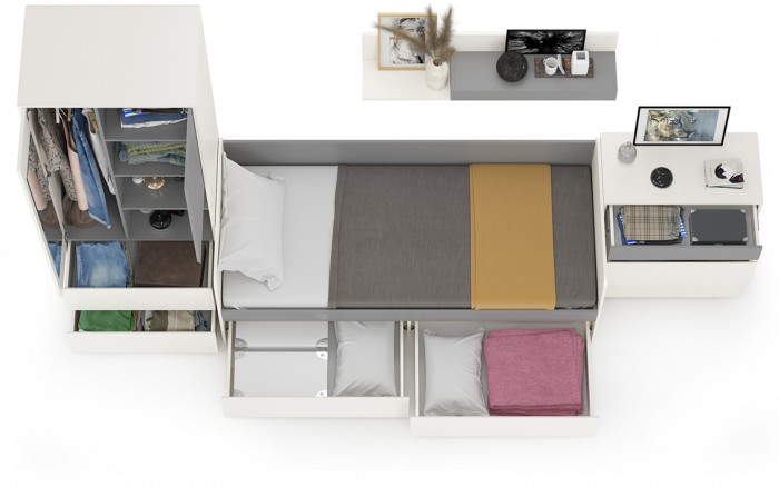 Торонто Компоновка № 19, белый шагрень/стальной серый