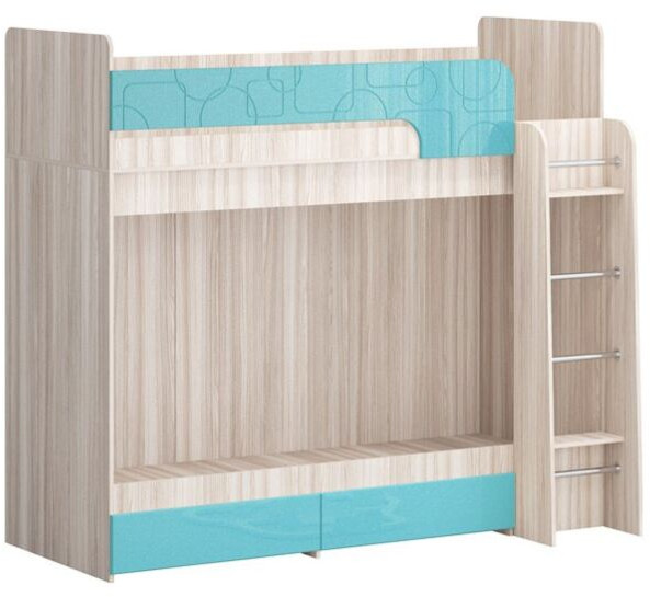 Двухъярусная кровать Бемби МДФ NEW, ясень (Роза, Ясень шимо светлый)