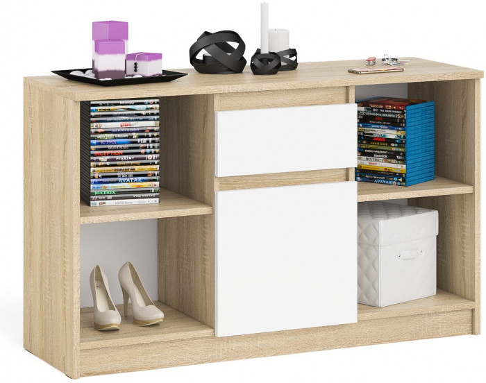 Мори Тумба ТВ МТВ1204.1, цвет дуб сонома/белый, ШхГхВ 120,4х41х73 см.