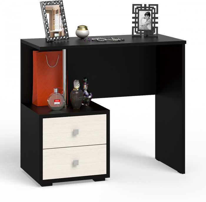 Камелия спальня № 2 Кровать 1600 + Две тумбы + Стол косметич. + Зеркало + Шкаф 4-х, венге/дуб лоредо