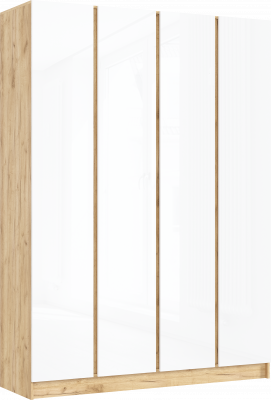 Келвин Шкаф 4-х створчатый (1600) (Белый Глянец, Дуб Крафт)