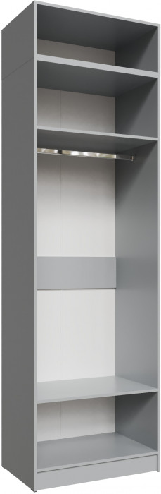 Шкаф 0,8 с антресолью и зеркалом Мадрид, Камень серый