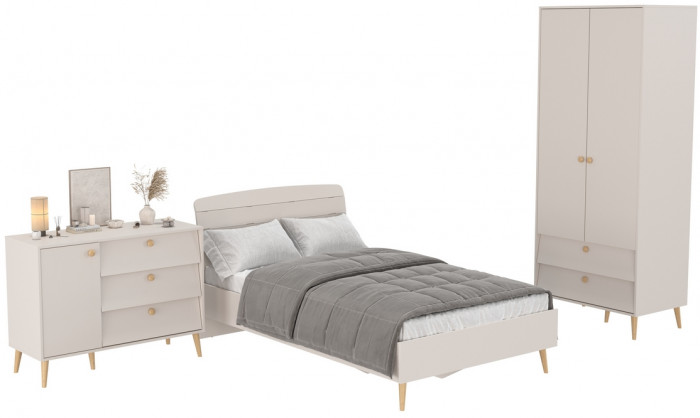 Афина Спальня 04-1200, цвет кашемир серый, сп.м. 1200х2000 мм., б/м, основание есть - фанера