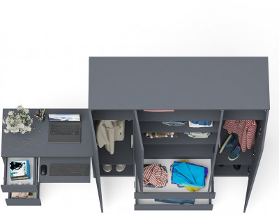 Мори Стол компьютерный МС-6 левый + Шкаф МШ1600.1, цвет графит, ШхГхВ 250,4х50,4х209,6 см., выдвижные ящики слева, НЕ универсальная сборка