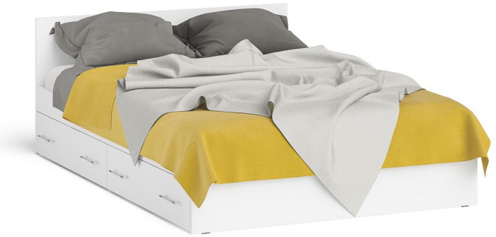 Мори Кровать с ящиками 1400, цвет белый, ШхГхВ 143,5х203,5х70 см., сп.м. 1400х2000 мм., без матраса, основание есть