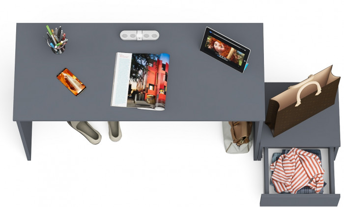 Мори письменный стол МСП1200.1 + Тумба ТМП400.1, графит