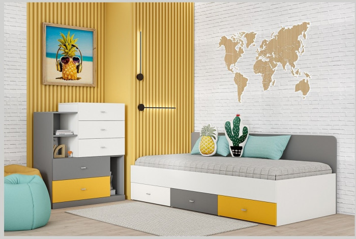 Модульная детская Клео набор 4 (Графит/Миндаль/Океан)