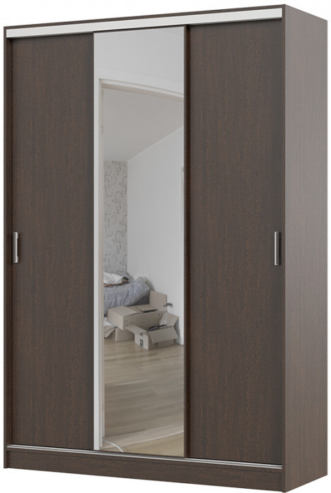 Альянс 1,5 м шкаф-купе (1500*2200*610 мм) венге/венге