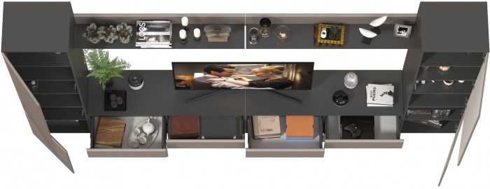 Сидней Комплектация № 101, корпус: антрацит/фасады: МДФ веллюто капучино