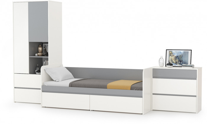 Торонто Компоновка № 21, белый шагрень/стальной серый