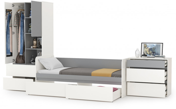 Торонто Компоновка № 21, белый шагрень/стальной серый