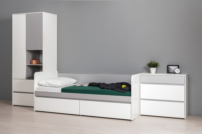 Торонто Компоновка № 21, белый шагрень/стальной серый