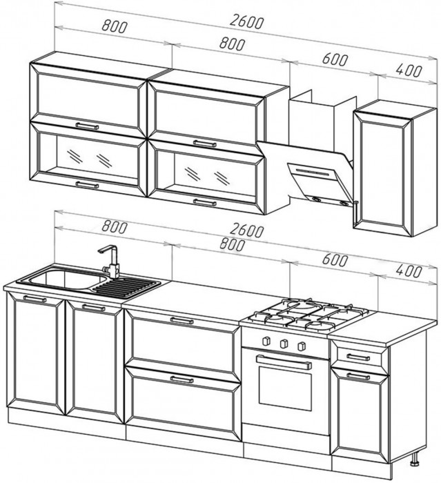 Кухня МДФ 2600 Монако (Шарли бриз, Белый)