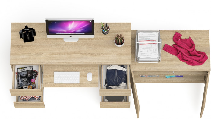 Мори компьютерный стол МС-2 + Тумба МА900.1, дуб сонома