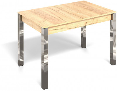 Стол раздвижной с вставкой Милан-3 Дуб Крафт золотой / Хром