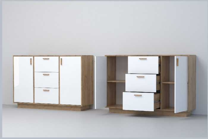 Эго Комод К-2 ПД (Камень Темный/Дуб Крафт Золотой)