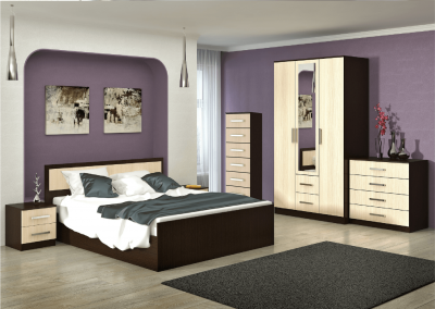 Модульная спальня Фиеста ЛДСП композиция 2 (Венге / дуб беленый)