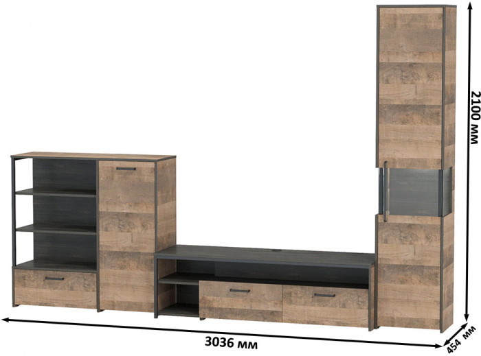 Трувор Гостиная 022, дуб гранж песочный/интра