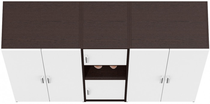 Шкаф С-МД-СК9Ш+Пенал С-МД-СК9П+Шкаф С-МД-СК9Ш, венге/белый шагрень