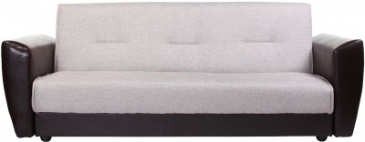 Диван-кровать Амстердам, 140х190, книжка, пружинный блок, рогожка/экокожа, бежевый