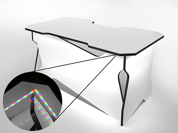 Игровой компьютерный стол RVG с подсветкой Белый/Черный 100